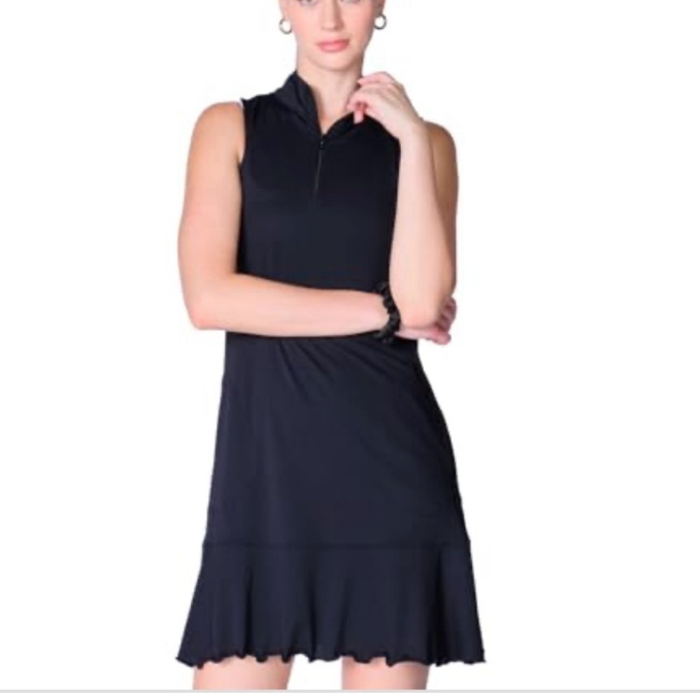 NWT Gottex Black Ruffle Hem Athletictic Dress Medium